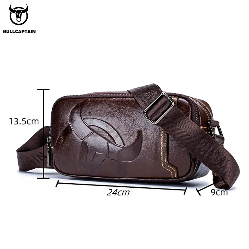 bullcaptain marque hommes bandoulière sacs à bandoulière de haute qualité mode hommes bages homme d'affaires sac de messager en cuir véritable sac
