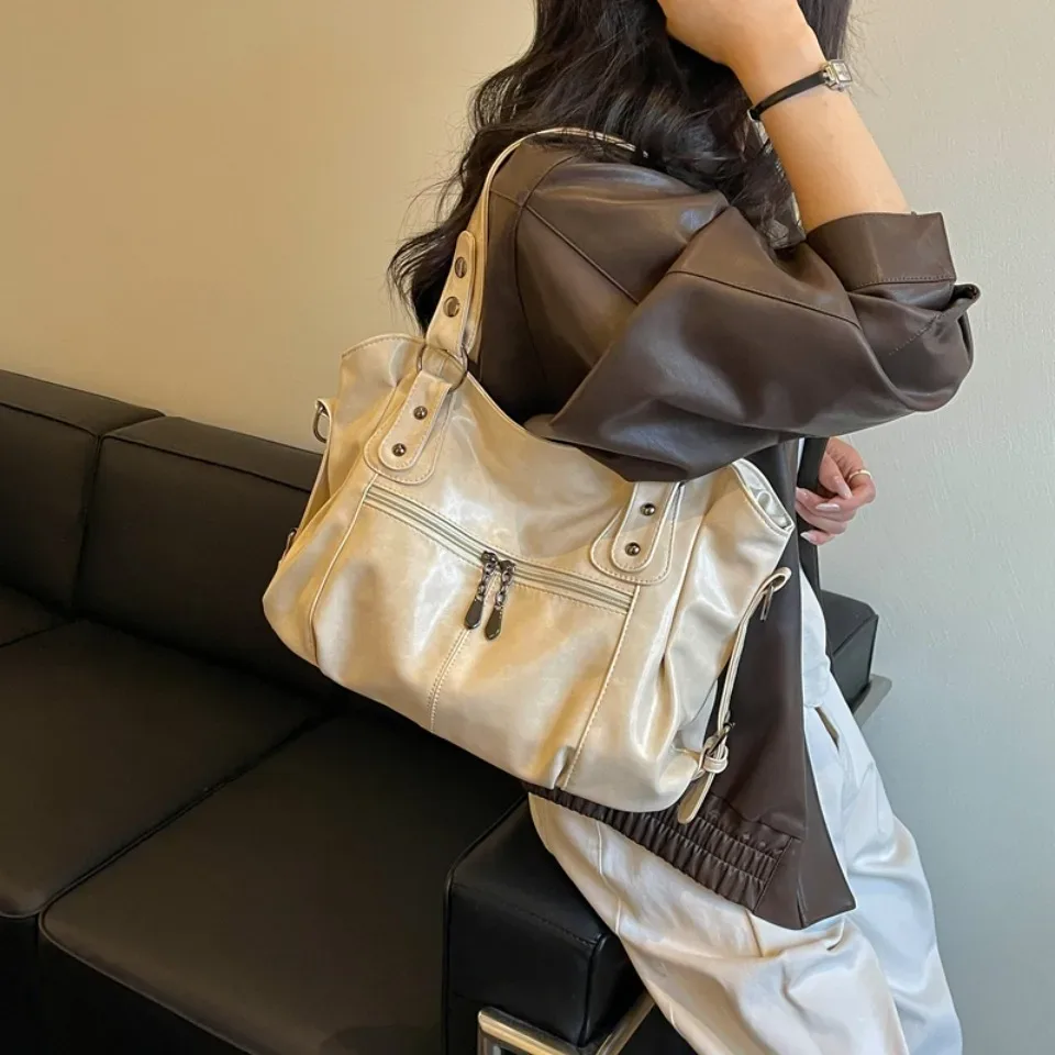 sac à bandoulière de luxe pour femme 2026, nouveau sac décontracté à porter en travers du corps, sac à main quotidien pour femme, grande capacité, sac fourre-tout en cuir pu souple