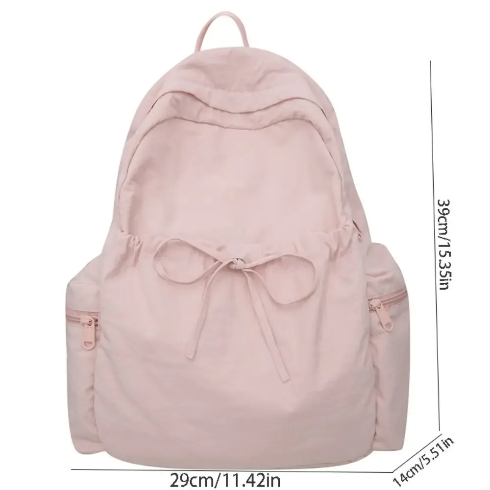 sac à dos mignon avec nœud, couleur unie, cordon de serrage, grande capacité, léger, pour étudiants, école, voyage