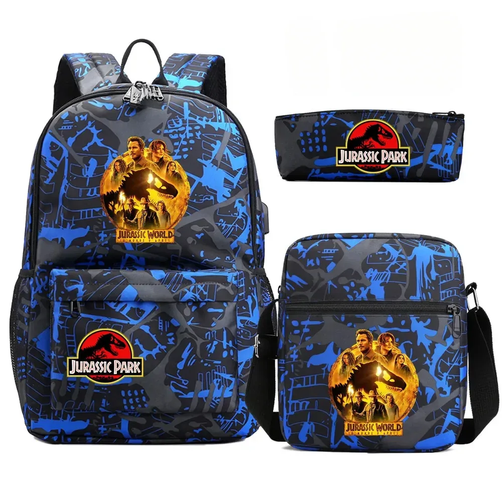 sac à dos de voyage avec serrure antivol usb pour garçon et fille, cartable pour livre d'école pour enfants, sac à stylo, 3 pièces