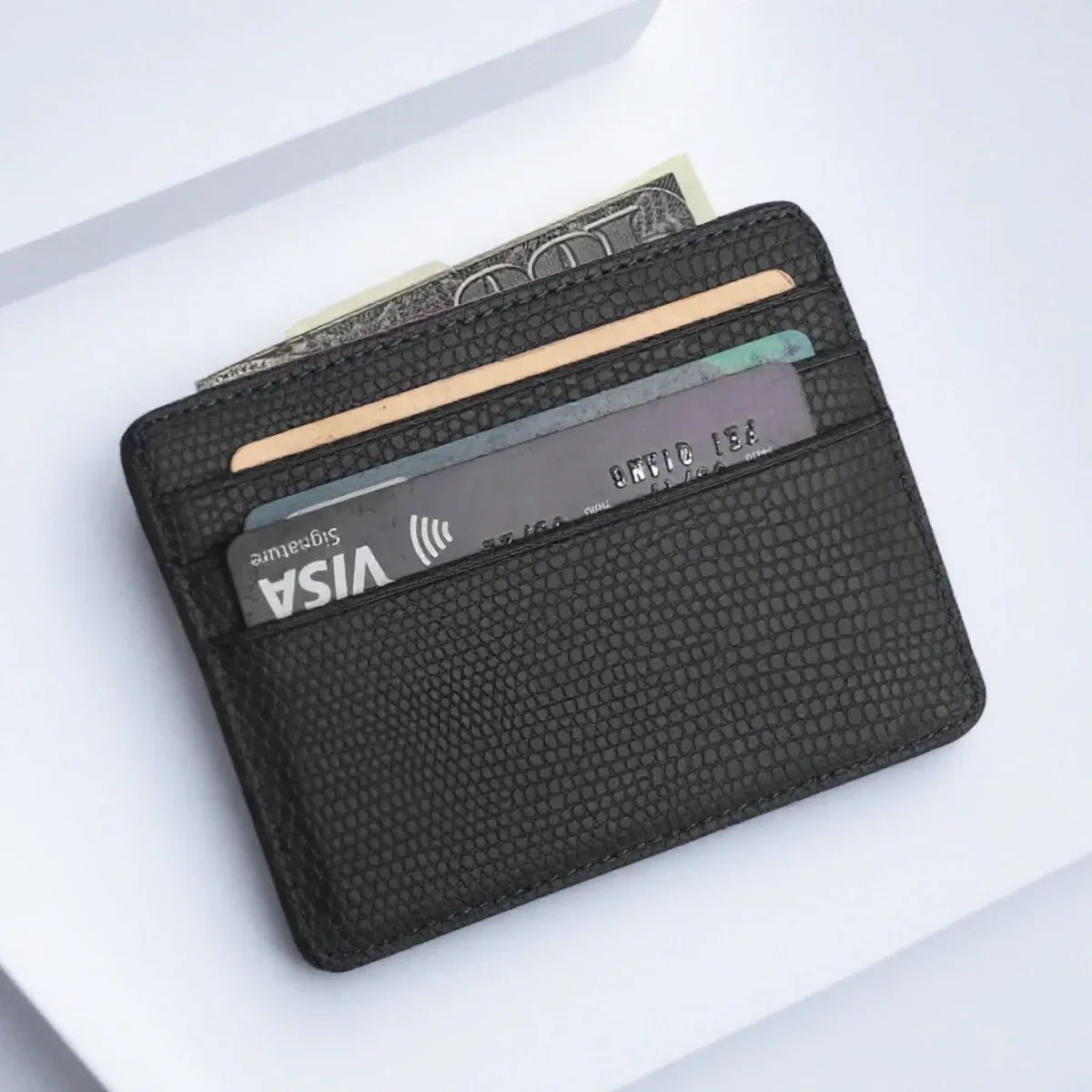 mini portefeuille de voyage en cuir pu, porte-cartes, motif lézard, fenêtre d'identification, étui pour hommes et femmes, organisateur de portefeuille compact