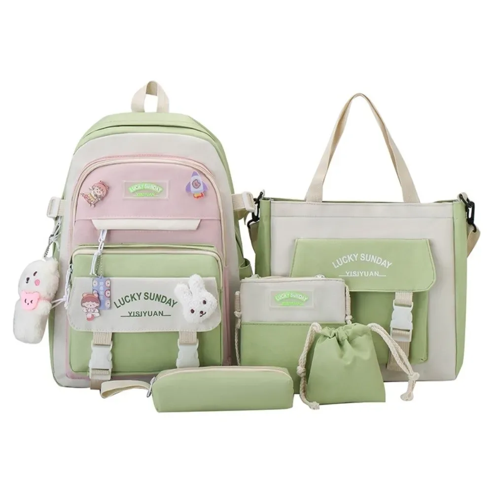 ensemble de 5 sacs à dos mignons de grande capacité, respirants et multifonctionnels, pour étudiants, avec boucle, sac bandoulière, pour l'université