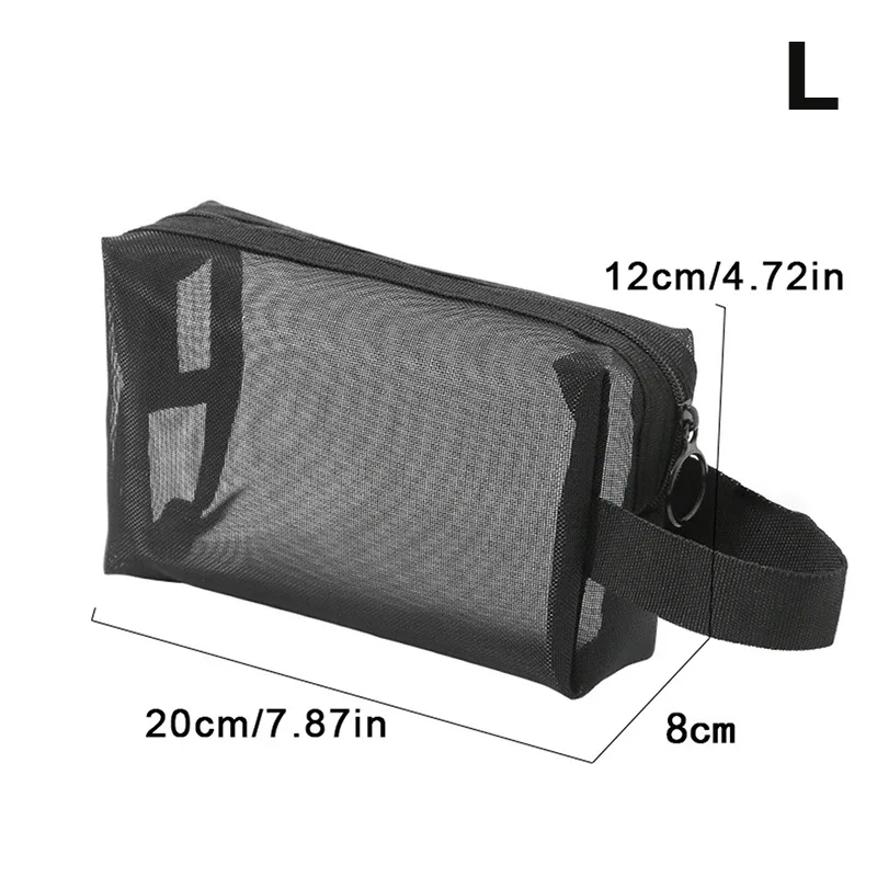 sac transparent de rangement de cosmétiques rond en maille, pochette de rangement de pinceaux de maquillage de grande capacité, étui à cosmétiques de voyage pour outils de pinceaux
