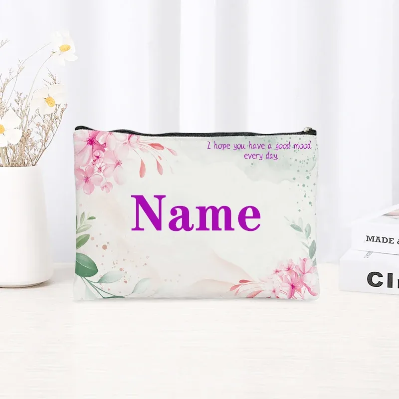 trousse de maquillage personnalisée pour femmes, pochette de rangement simple et fraîche, cadeau pour enseignant(e) ou étudiant(e), trousse à crayons pour femme, sacs de maquillage