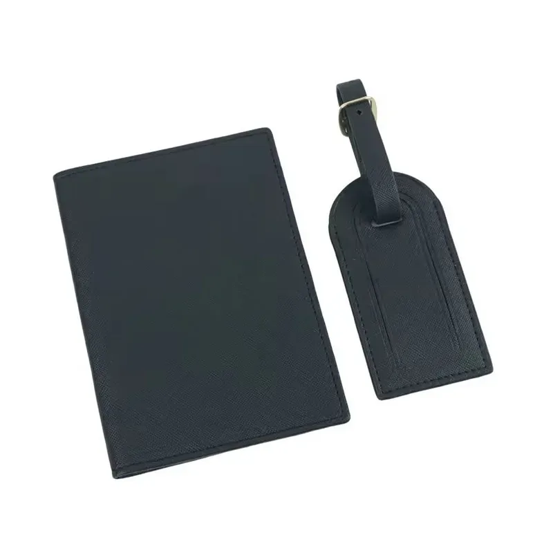 couverture de passeport en cuir saffiano avec initiales personnalisées gratuites, ensemble d'étiquettes de bagages, porte-passeport, étiquette de valise de voyage, accessoires de voyage