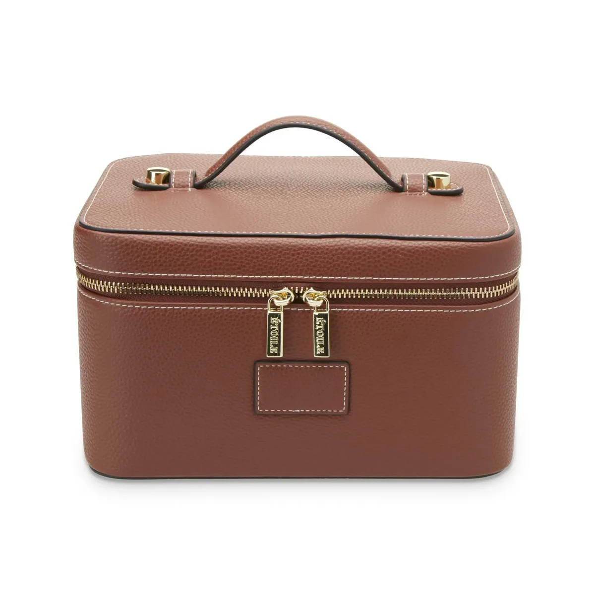 trousse de maquillage à main en pu avec compartiment, sac de maquillage portable en cuir de grande capacité, pochette cosmétique en cuir imperméable