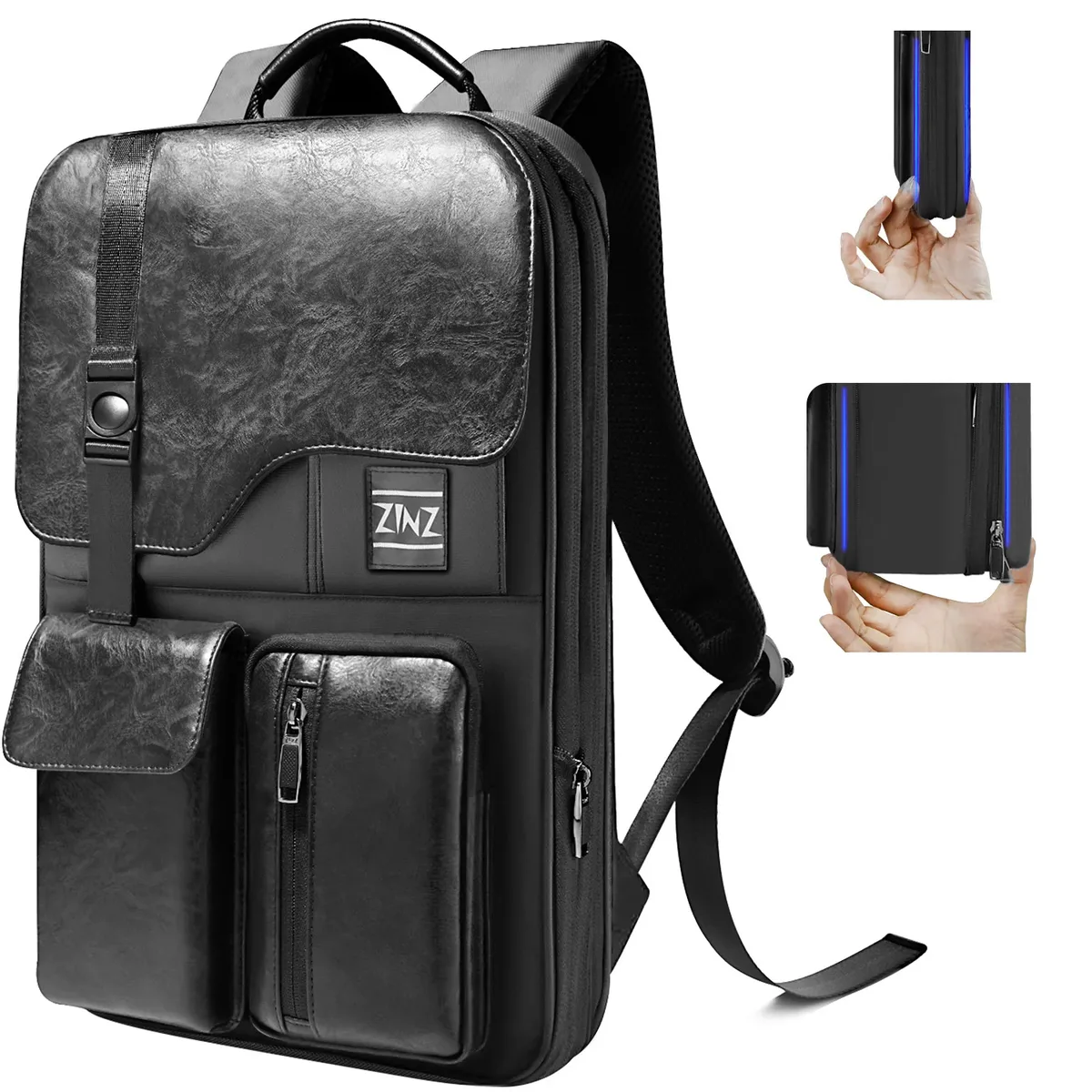 sac à dos d'affaires mince et extensible pour ordinateur portable, sac à dos de voyage antivol étanche, sac à dos de jour pour hommes et femmes, 15.6 pouces