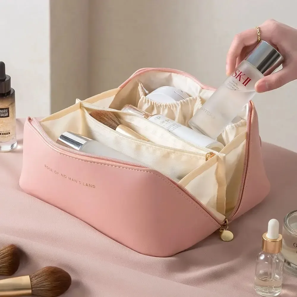 trousse de maquillage femme, sac de toilette, étui de rangement de luxe pour cosmétiques, pochette de voyage zippée