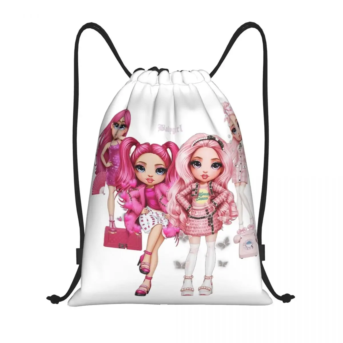 sac à dos personnalisé arc-en-ciel avec cordon de serrage pour pause d'hiver, sac de sport pour femmes et hommes, sac d'entraînement de dessin animé tv