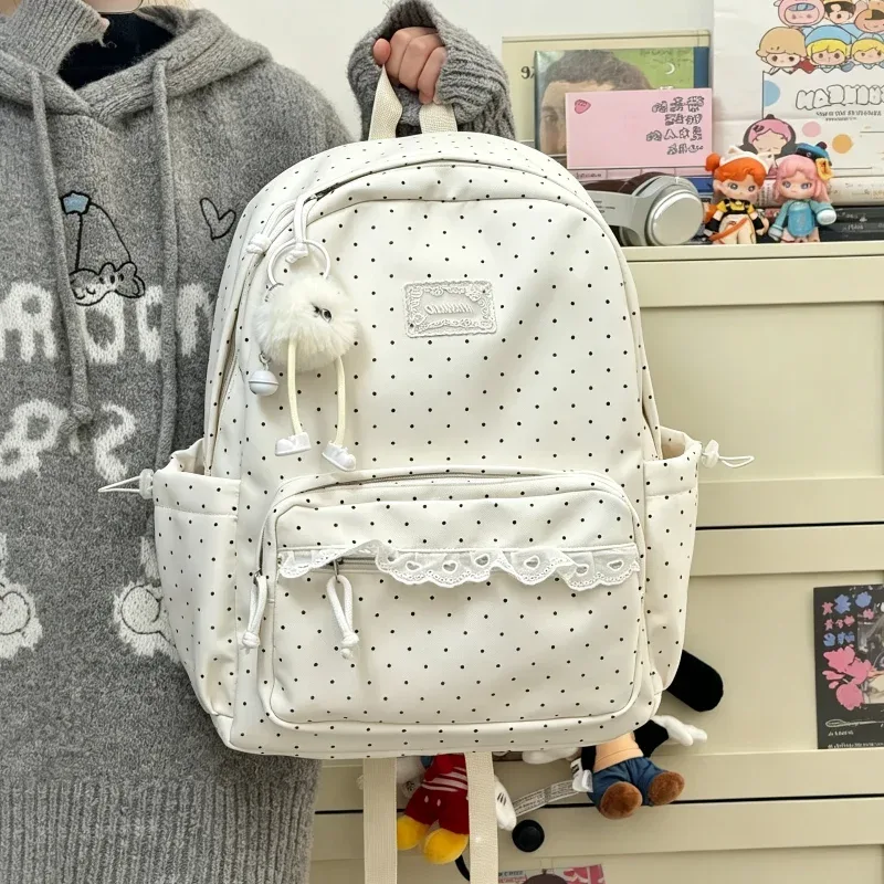 Sac à dos coréen en nylon à lacets, grande capacité, multi-couches, léger, pour le campus, tendance, simple, pour le voyage