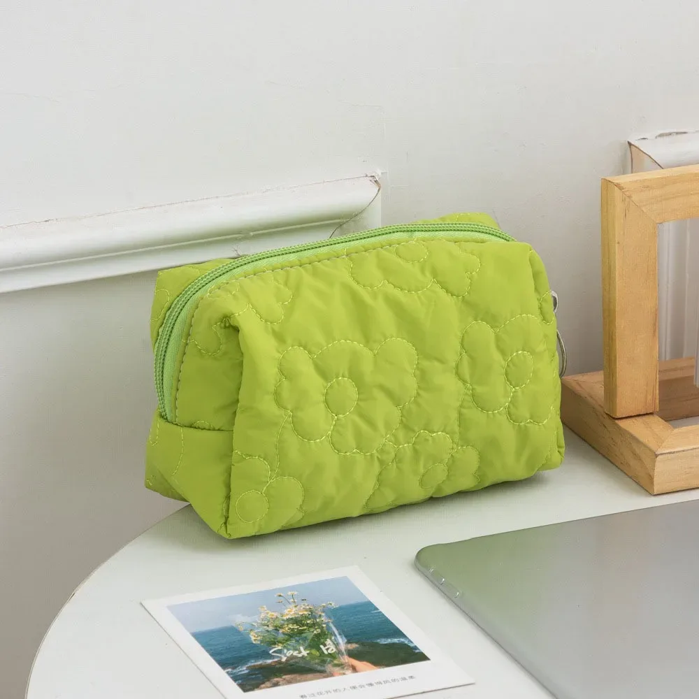 trousse de maquillage de voyage souple de grande capacité pour femmes, sac de rangement de fleurs matelassées, trousse de toilette portable, sac de détermination, document de bonbons à la mode