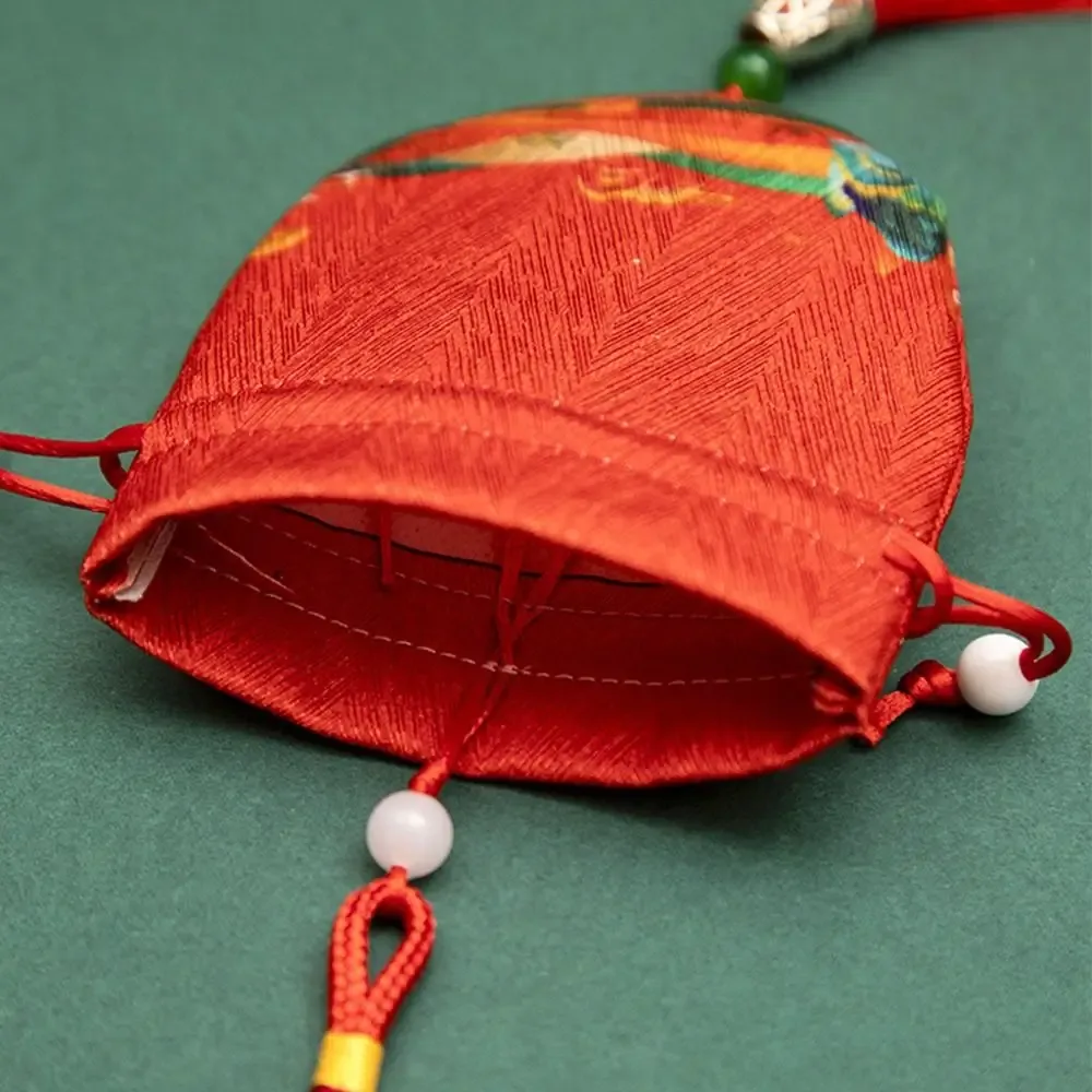 pochette multicolore en tissu avec cordon de serrage, étui pour colliers, sac de rangement de style chinois à fleurs, pochette pour bijoux pour femmes, sachet vide