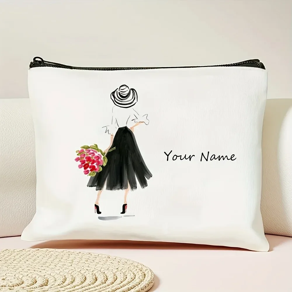 pochette cosmétique personnalisée avec nom, sac de voyage grande capacité, cadeau idéal pour la fête des mères et la remise des diplômes