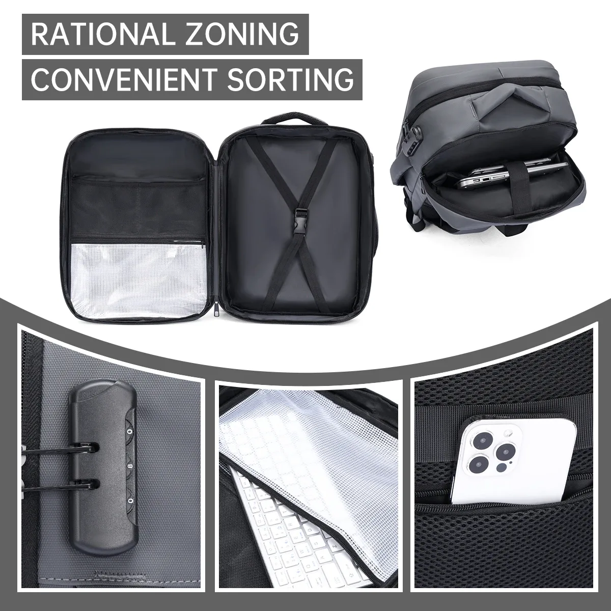 sac à dos rigide de grande capacité pour étudiants masculins, sac à dos pour ordinateur portable de jeu, voyage, voyage d'affaires, trajets quotidiens, c