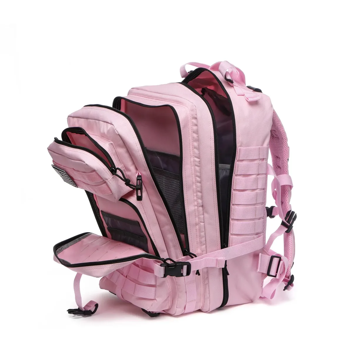 sac dos nylon rose bandes horizontales poche latérale drapeau américain sangles ajustables grande capacité voyage randonnée
