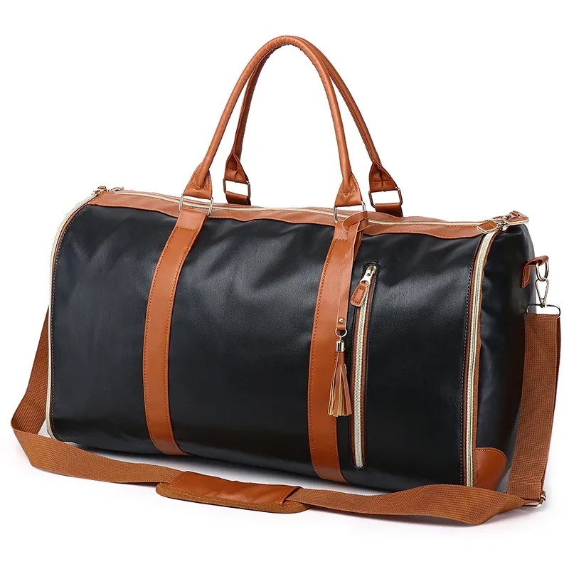 nom personnalisable gratuit, sac de voyage pratique pour vêtements, grand sac à bagages en cuir pu, sac de voyage à la mode