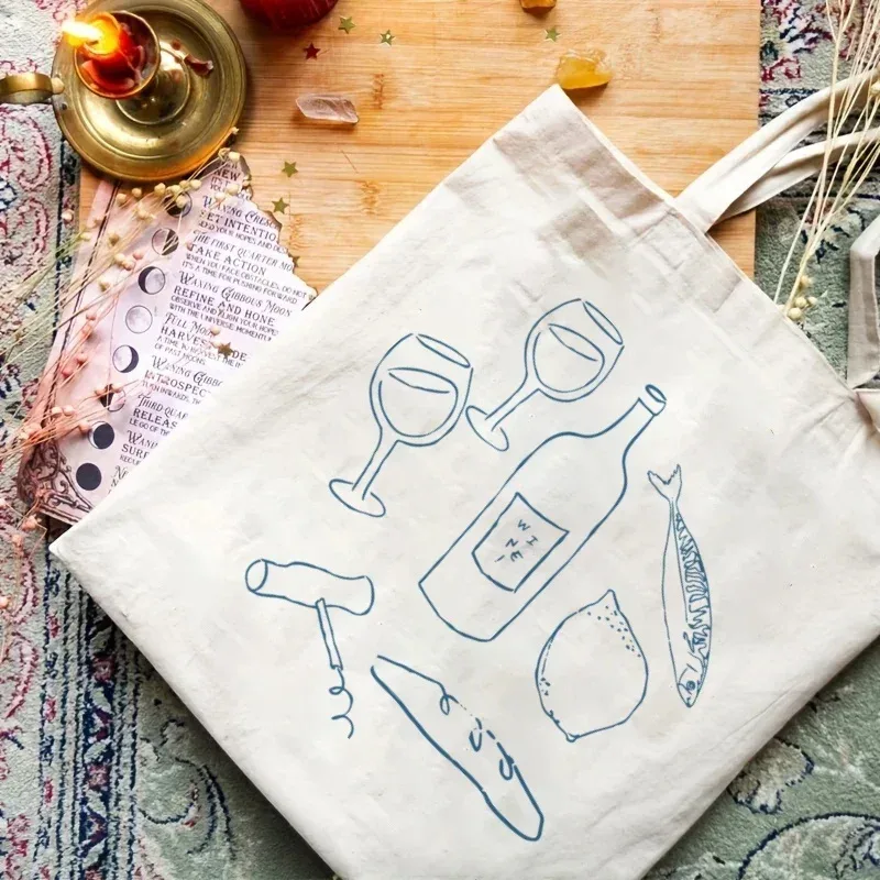 sac fourre-tout en toile chic vintage, 1 pièce, tissu léger et durable pour le travail, l'école, le shopping, sac de transport quotidien, cadeaux