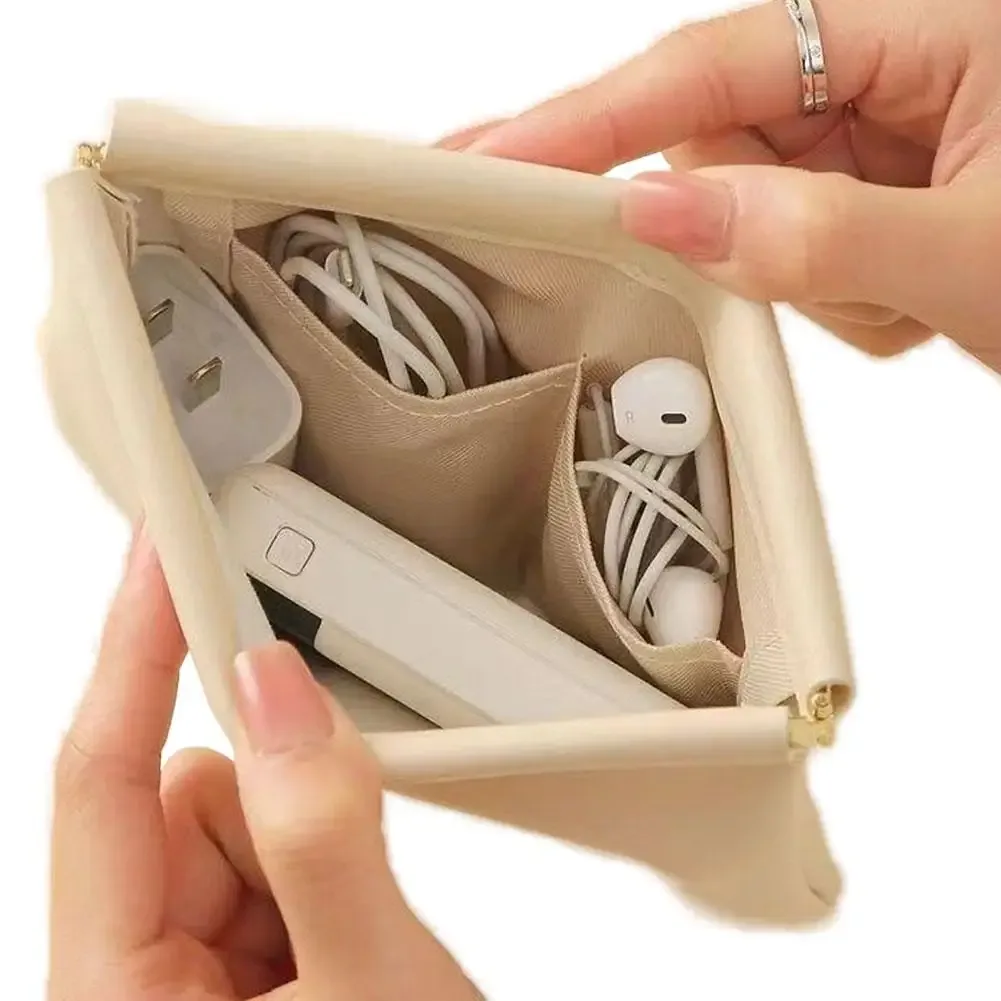 sac de rangement pour balles avec fermeture automatique 11-13cm, organiseur multicouche, porte-monnaie en pu, sac de rangement pour écouteurs filaires pour le voyage