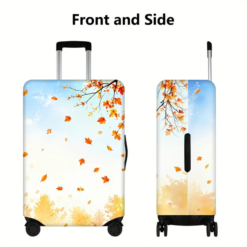 housse valise polyester motif feuilles automnales orange jaune fonds bleu ciels format moyen protection voyage