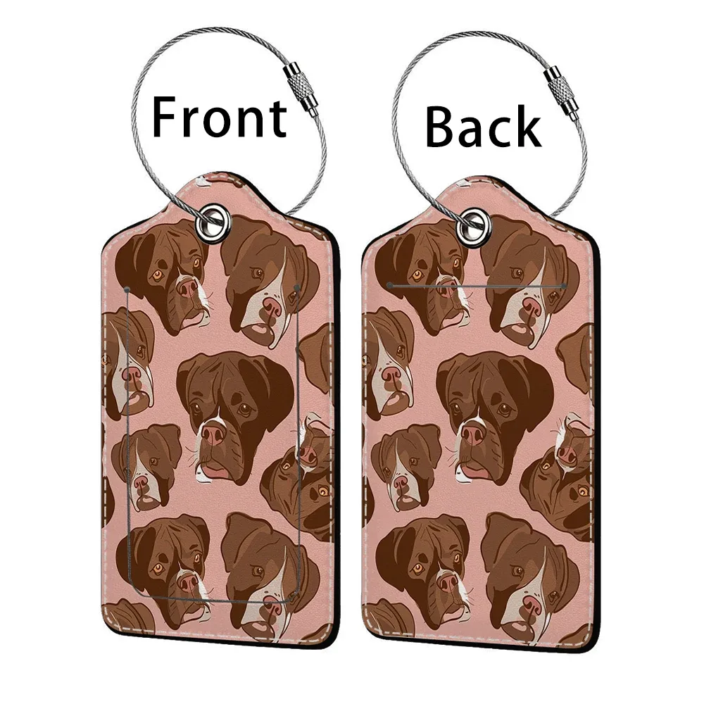 offre spéciale mignon chien en cuir affaires étiquette de bagage valise adresse étiquette bagages embarquement étui étiquette nom id adresse clip