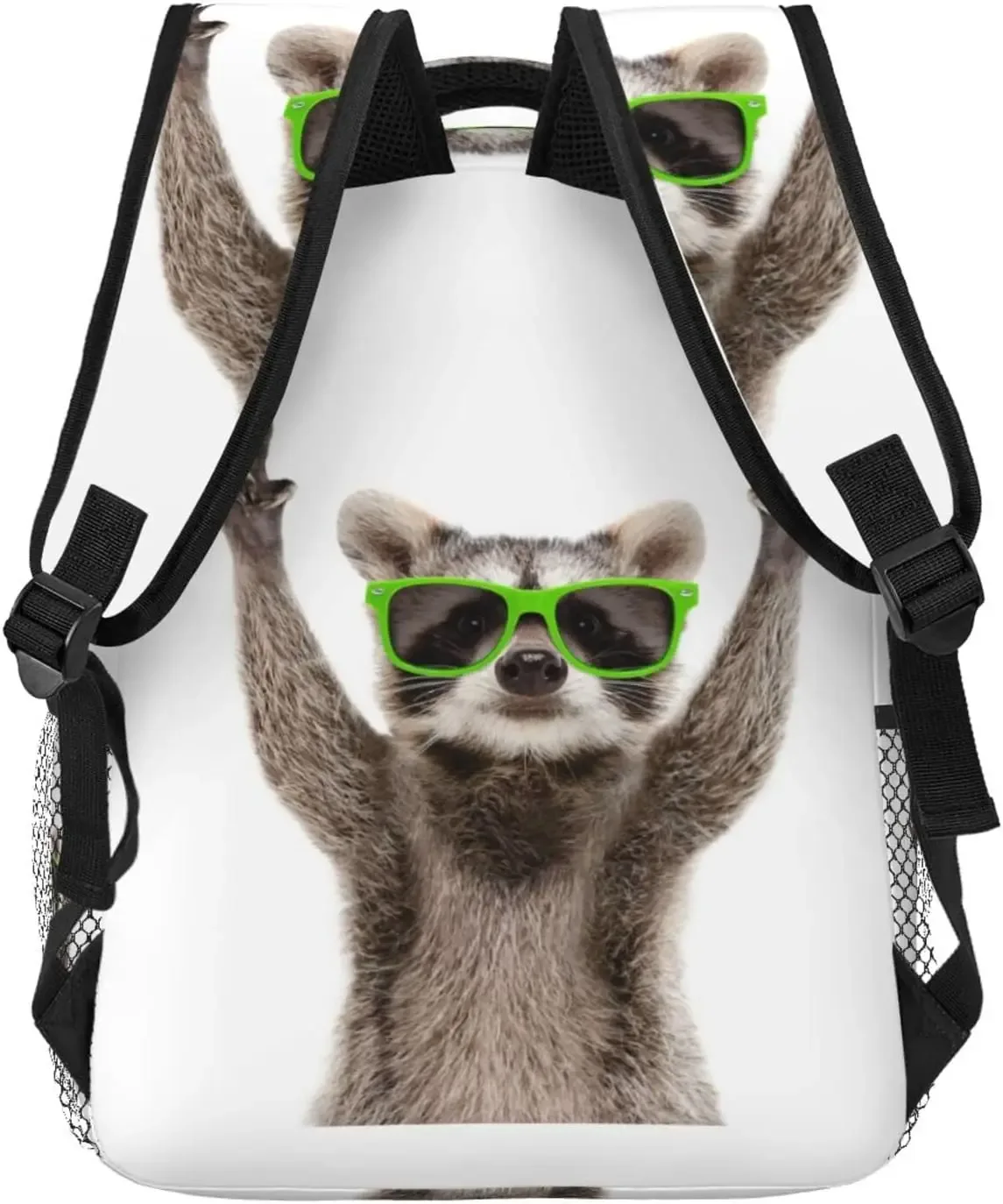 sac à dos drôle vert raton laveur avec poches, sac à dos pour ordinateur portable, sac à dos pour le travail, les affaires et les voyages, sac à dos décontracté