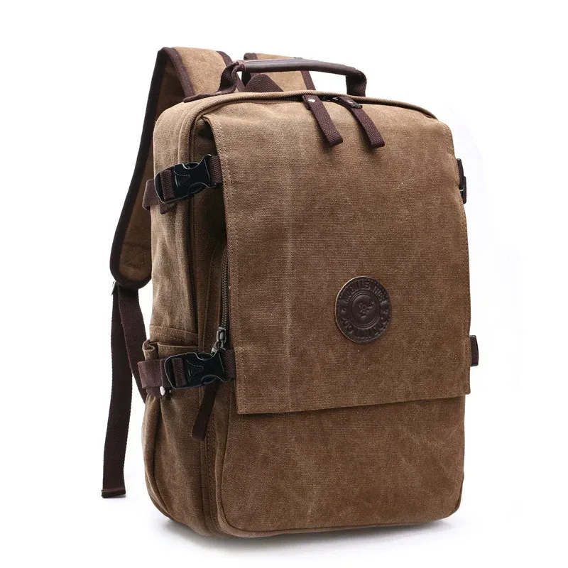 sac à dos en toile pour hommes, couleur unie, sacs pour ordinateur portable, design extérieur vintage supérieur, durable, nouvelle tendance, sac classique muжekte© рюкзак mochila