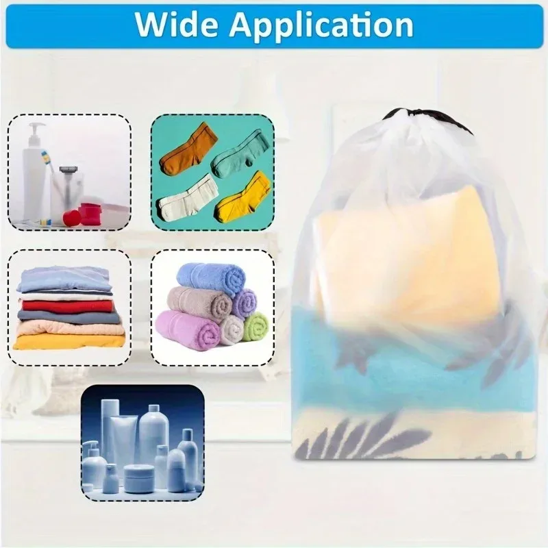 sac de rangement écologique portable pour chaussures, avec cordon de serrage, pour articles divers, sac de maquillage de voyage, sac de rangement en plastique transparent imperméable, 3/5/10/pcs