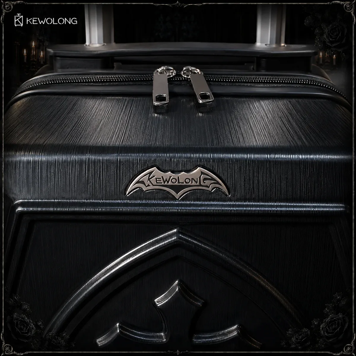 valise gothique, valise en forme de cercueil, sac à roulettes gothique, valise de style alternatif, valise de voyage pour halloween, valise à motifs en relief.