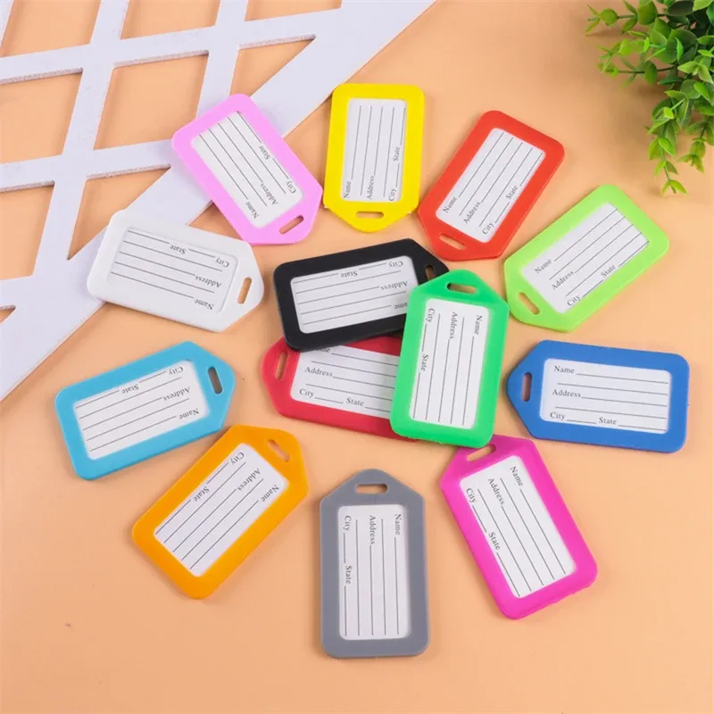étiquettes de bagage en plastique, étiquette de valise, étiquettes de sac, nom, adresse, étiquette d'identification, accessoires de voyage, 20 pièces