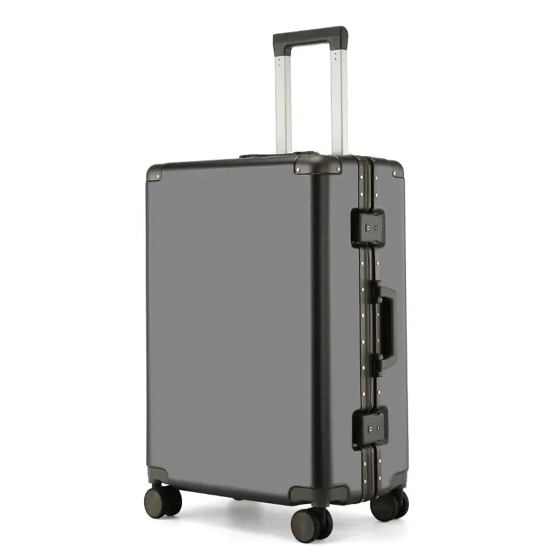 valise de voyage grande capacité couleur unie avec serrure à combinaison, cadre en aluminium, poignée télescopique de luxe pour hommes et femmes