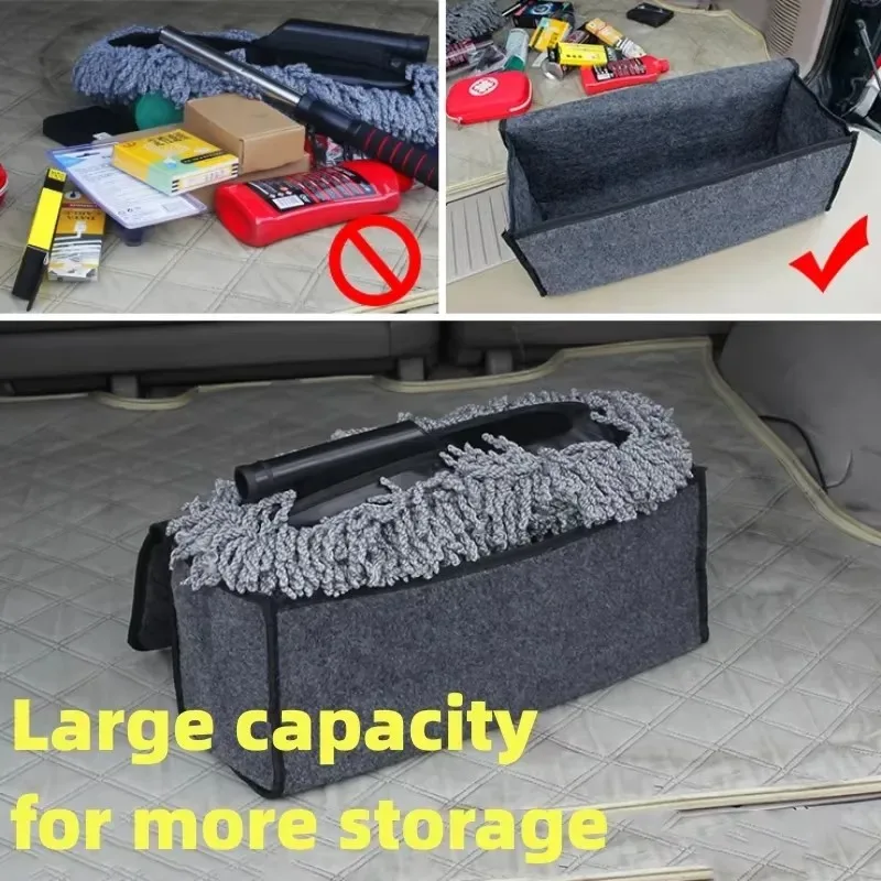 1pc boîte de rangement en feutre gris foncé pour voiture, sac de rangement pour voiture, boîte de rangement en feutre doux épaissie et agrandie, boîte de rangement domestique