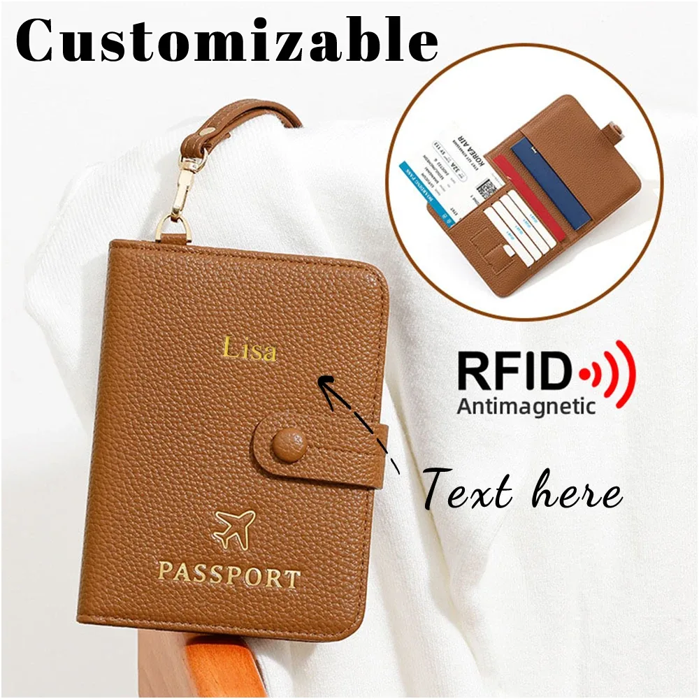porte-passeport de voyage personnalisé pour femme avec protection rfid, étui de passeport à porter autour du cou avec porte-cartes en cuir