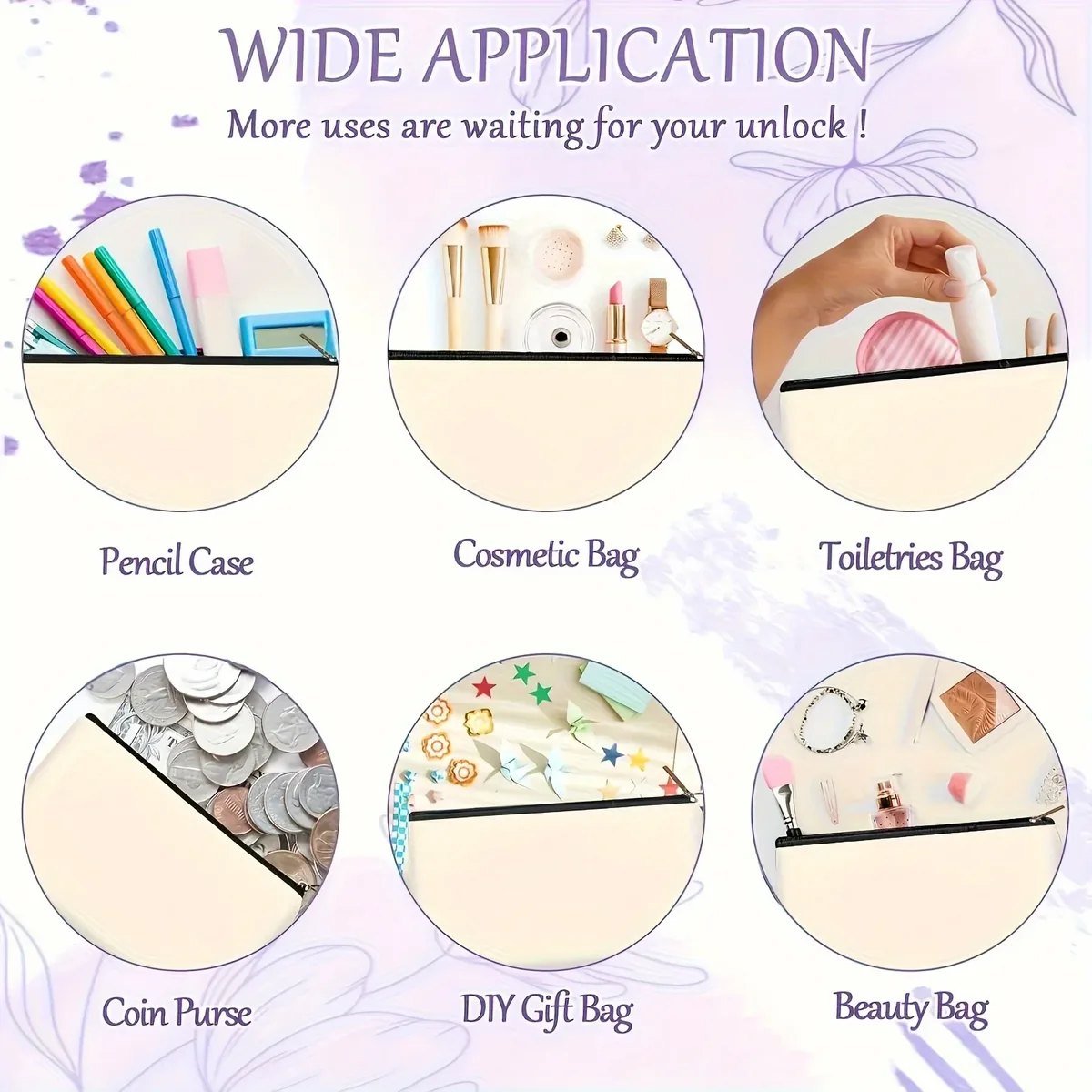 trousse de maquillage en toile florale, pochette à fermeture éclair avec doublure, organisateur de produits de toilette, marguerite, fleurs sauvages, cadeaux parfaits pour femmes, enseignants, amis