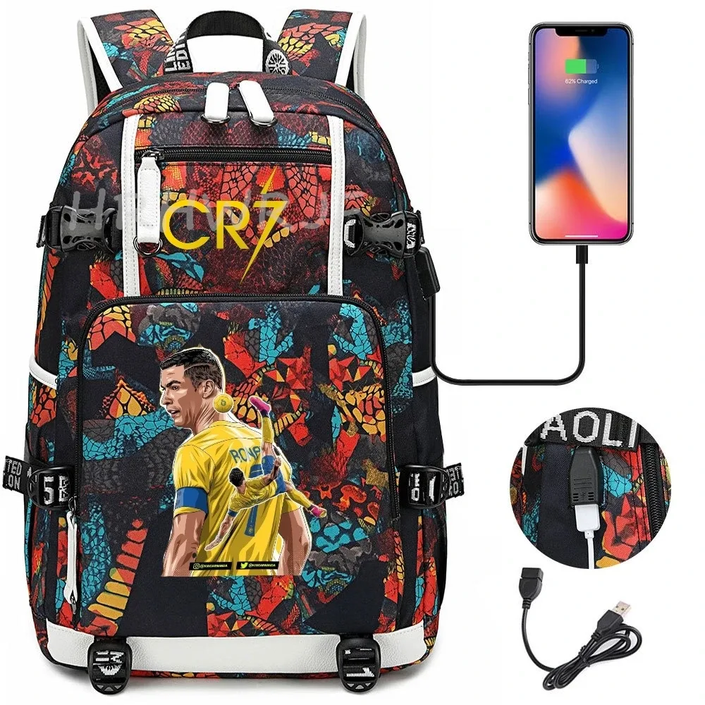sac à dos camouflage cr7 avec port usb, sac à dos pour ordinateur portable, pour adolescents, filles et garçons, sac d'école, sac à dos étanche, sac de voyage quotidien pour étudiants, mochila