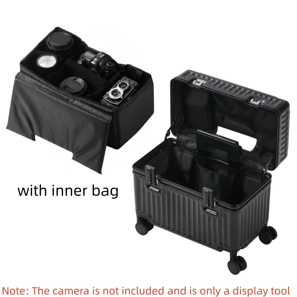 valise à ouverture par le haut 18/20 pouces, bagage cabine pour photographe, bagage à roulettes en matériau pc avec cadre en alliage d'aluminium et serrure tsa