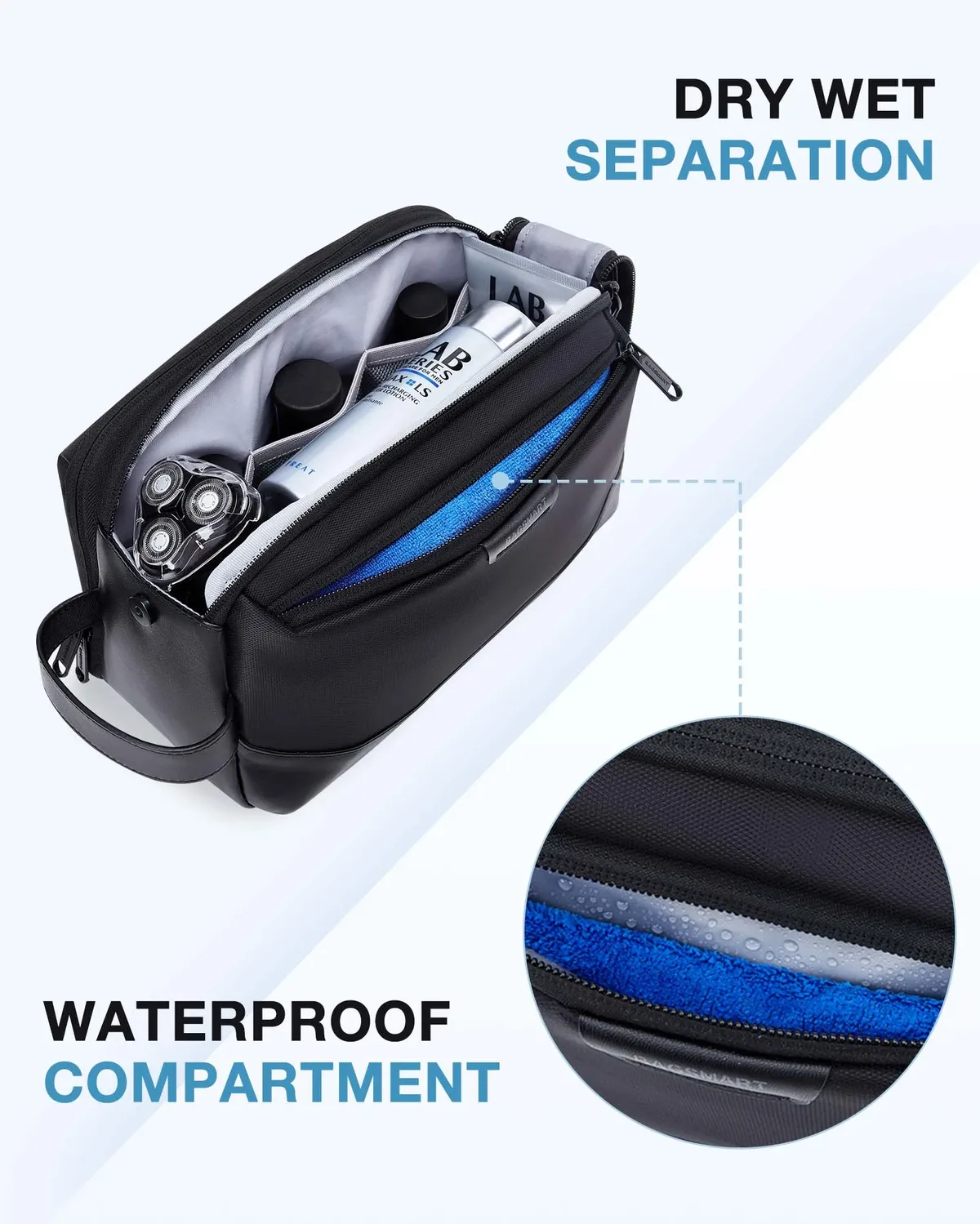 bagsmart trousse de toilette pour hommes, grand organisateur de trousse de toilette, trousse de maquillage, trousse de cosmétiques imperméable, trousse de voyage pour hommes.