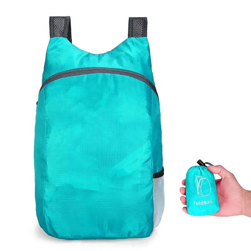 sac à dos pliable avec cordon de serrage, sac de rangement, fermeture éclair, grande capacité, léger, en nylon, sac d'école, sac à bandoulière, sac de voyage