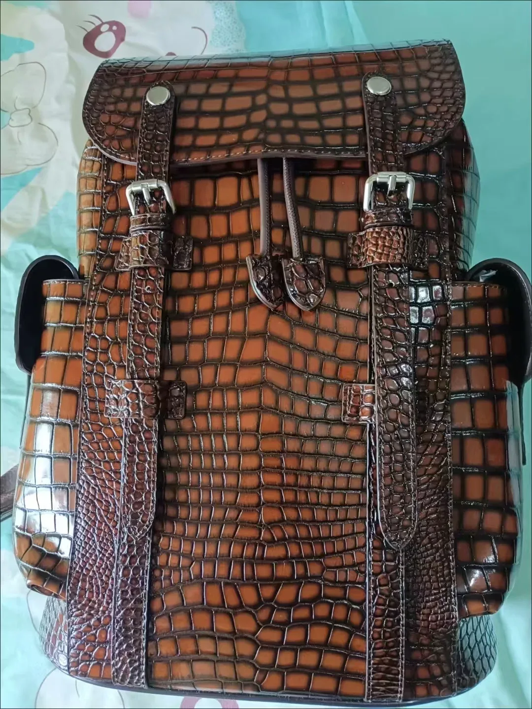 nouveau sac à dos de luxe 2026 en cuir véritable pour homme, motif alligator, sac à dos étudiant garçon, sacoche ordinateur portable 15,6 pouces de luxe