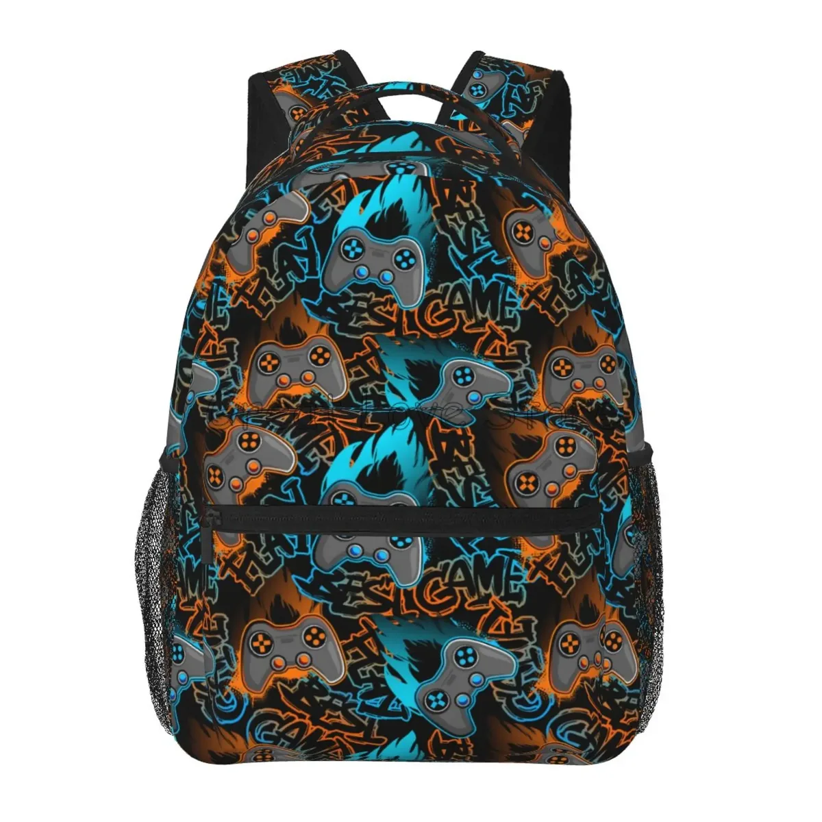 sac dos toile noir motif jeux vidéo multicolore fermeture éclair 20 35 litres polyester polyvalent voyage école week end vacances randonnée camping