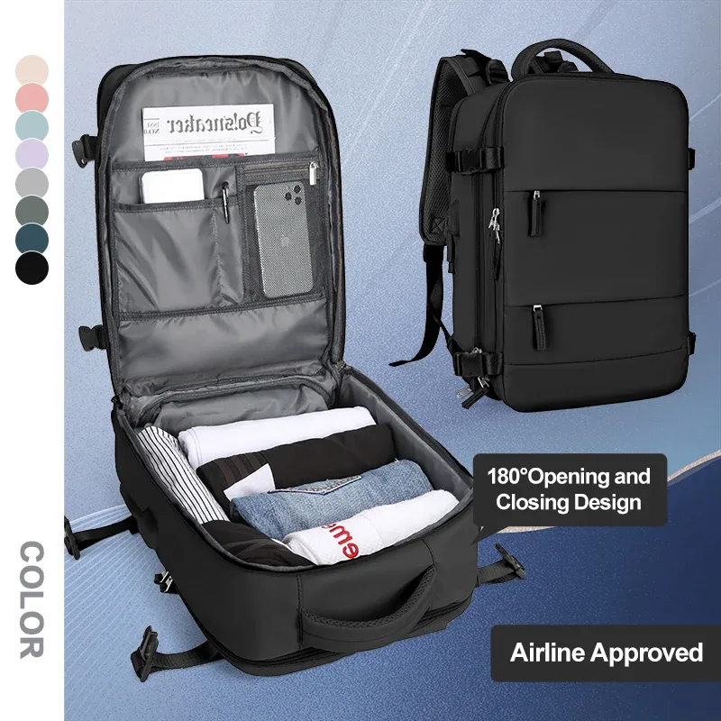 grand sac à dos de voyage pour hommes, sac à dos étanche pour ordinateur portable approuvé par le vol de la compagnie aérienne, sac à dos de transport antivol, sac à dos de randonnée