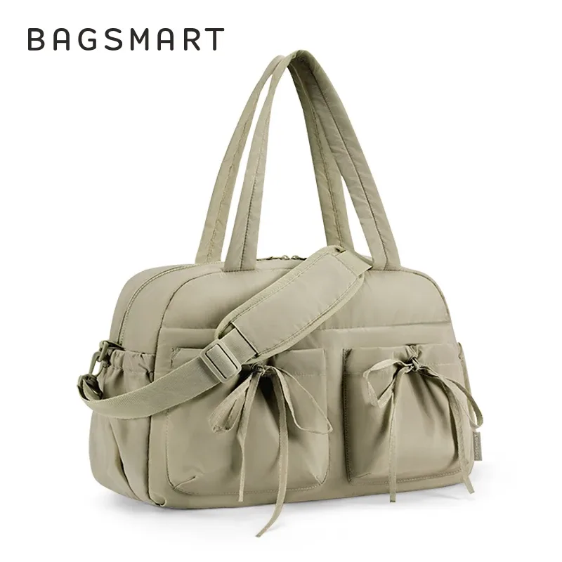 sac voyage polyester noir rose bandoulière poignée supérieure poches latérales grande capacité usage voyage sport loisirs