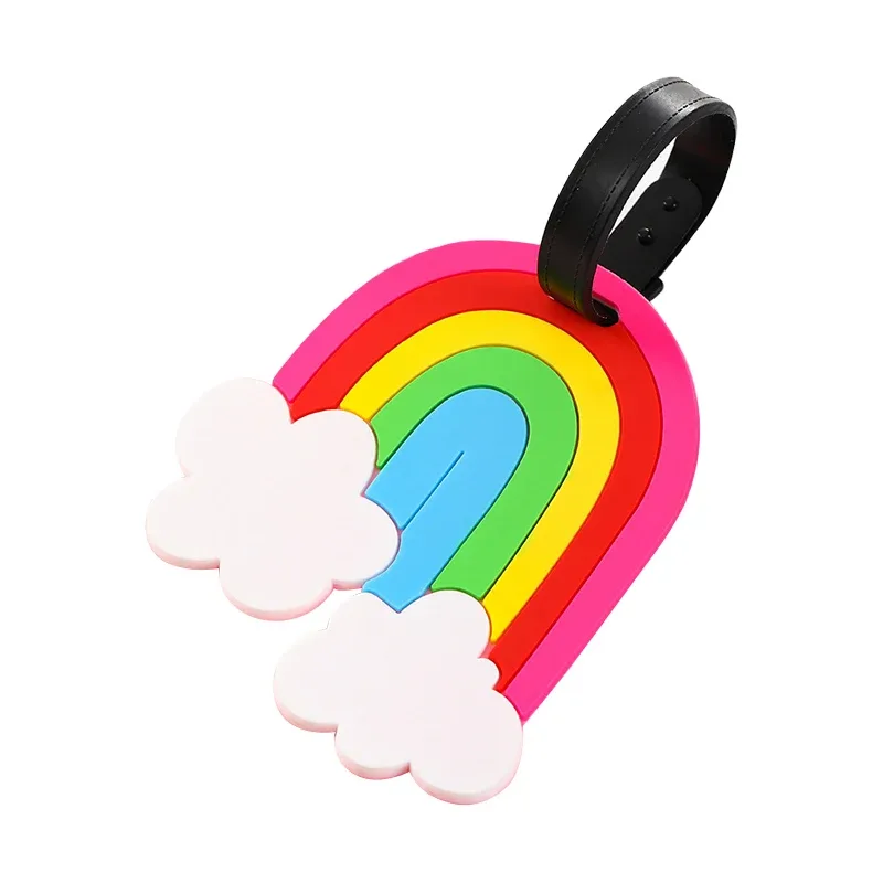 étiquette bagage pvc imprimé animaux couleurs variées motifs mignons lunettes avocat arc ciel crème glacée bus avion globe terrestre voyage identification