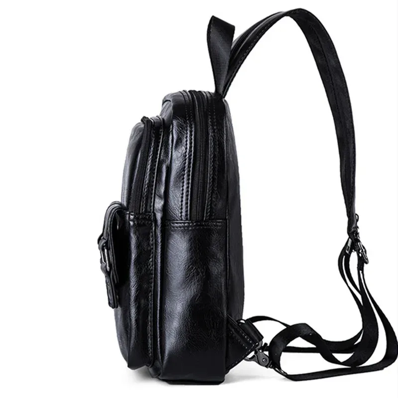 sac à dos multifonction léger pour hommes, sac de poitrine à la mode, petits sacs à bandoulière pour hommes, petits sacs à dos en cuir pu