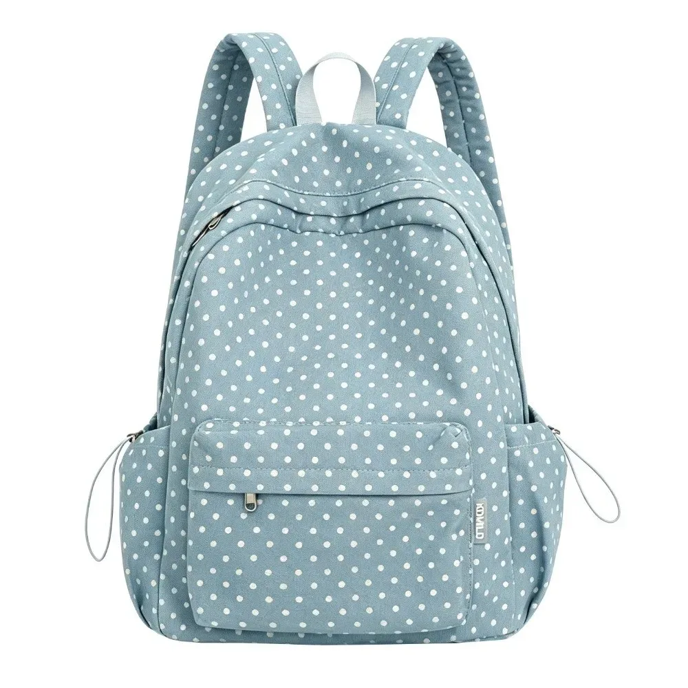 sac à dos scolaire léger à motif à pois style ins, grande capacité, sac de voyage minimaliste pour étudiants