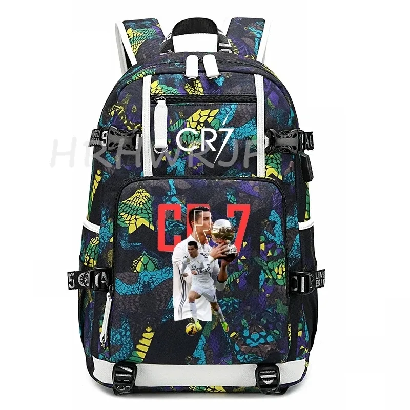 sac à dos camouflage cr7 avec usb, sac d'école pour filles et garçons du secondaire, pour adolescents, simple, multi-poches, capacité de voyage, sac à dos de randonnée pour hommes