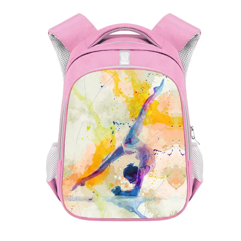sac à dos imprimé de gymnastique rythmique pour filles, sac d'école de 13 à 16 pouces, sac de rangement de voyage de grande capacité, sac à dos d'athlète de danse
