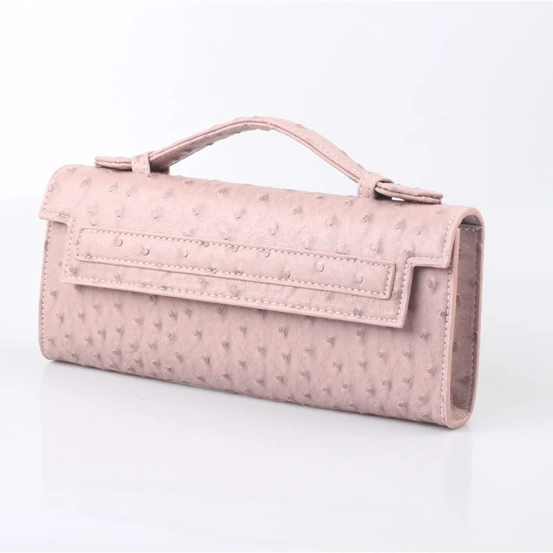 xmessun personnalisé motif d'autruche longue pochette en cuir pu sac fourre-tout de fête de haute qualité sacs à main de créateur ins sac à la mode