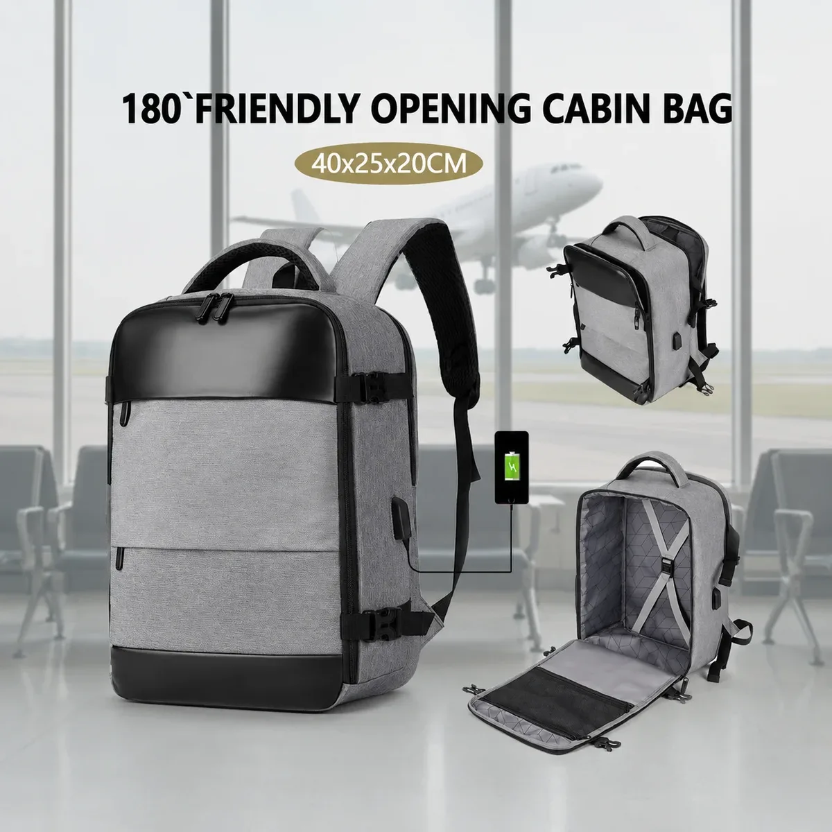 nouveau sac à dos de voyage ryanair 40 × 20 × 25 cm, sac de cabine sous siège, approuvé par les compagnies aériennes, sac à dos décontracté pour femme, sac de voyage pour week-end professionnel avec port usb et compart