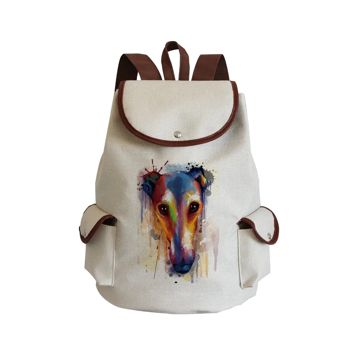 sac à dos personnalisé avec peinture à l'huile et imprimé de chien lévrier, sacoche de styliste durable pour shopping et voyage, accessoire d'extérieur décontracté pour femme