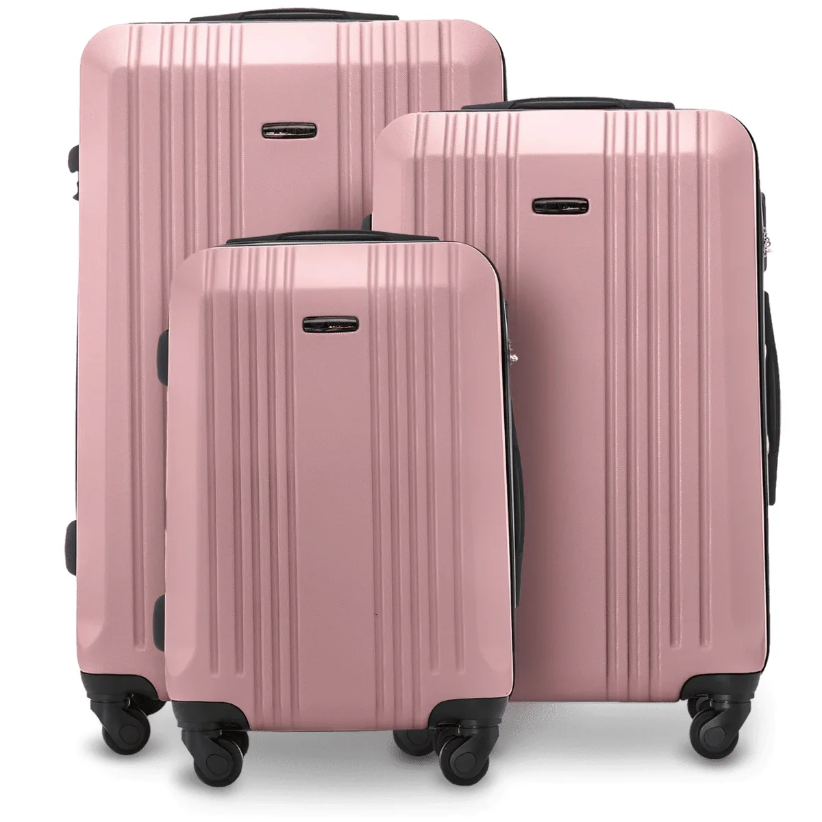ensemble de 3 valises rigides xl 20 ", 24 ", 28 " (75x47x28 cm/66x42x24 cm) et valise cabine 55x35x22 cm kestrel abs+, avec poignée télescopique réglable et 4 roues pivotantes à 360°. ° serrure à code, bagage à main rose doré/champagne/jaune/bleu marine/noir
